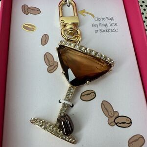 Gold and Brown Expresso Martini Glass Keychain or handbag charm